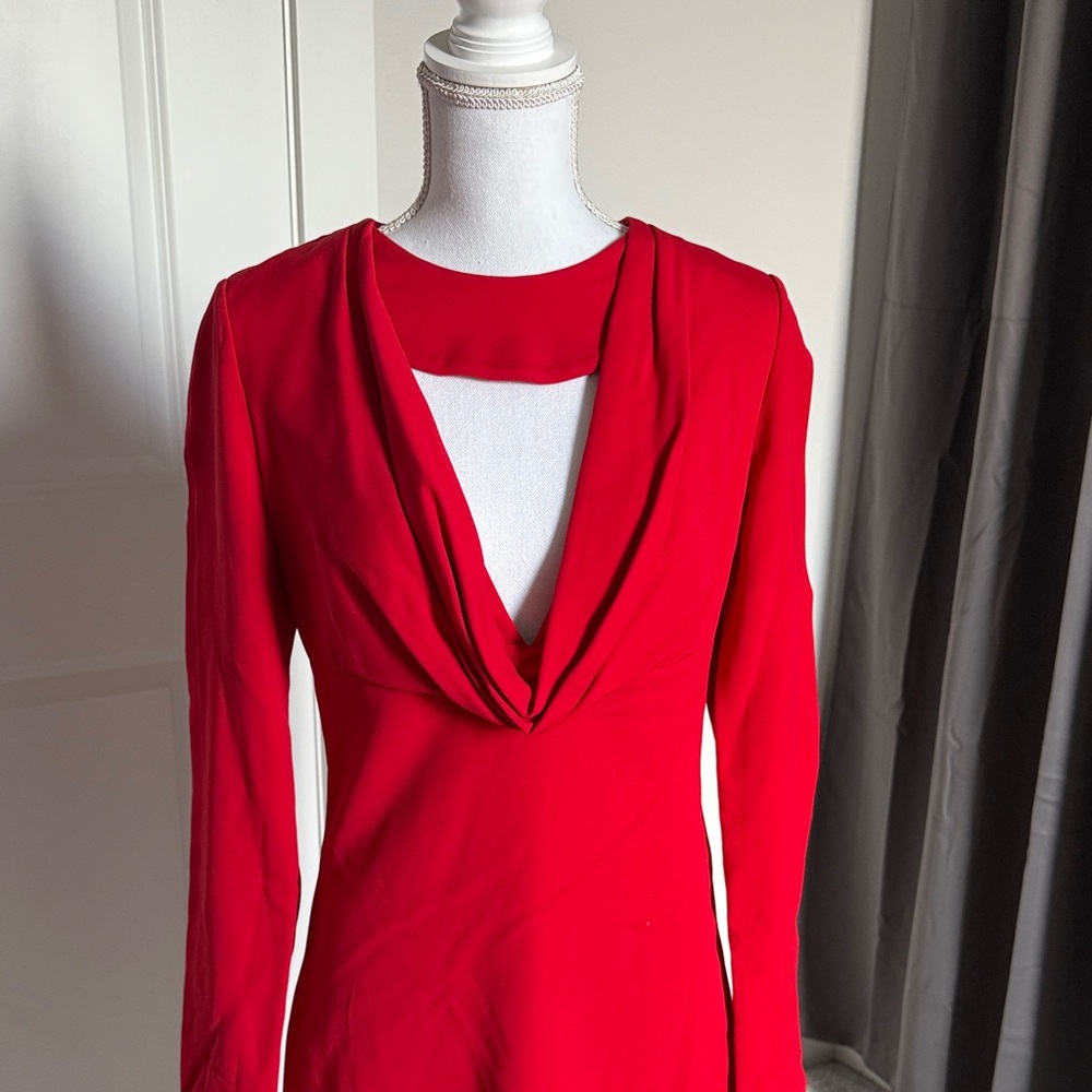 Cushnie et Ochs Elegant Red Long Sleeve Dress